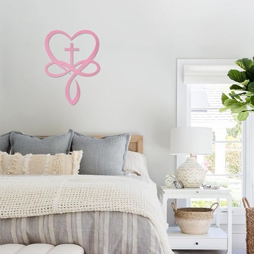 Metal Infinity Heart Cross Wall Decor Pink