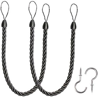 BEL AVENIR Curtain Ropes Tiebacks 2 Pack Charcoal