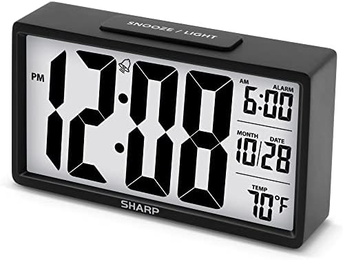 Sharp Alarm Clock with Jumbo 28 Display and Nightlight - Black