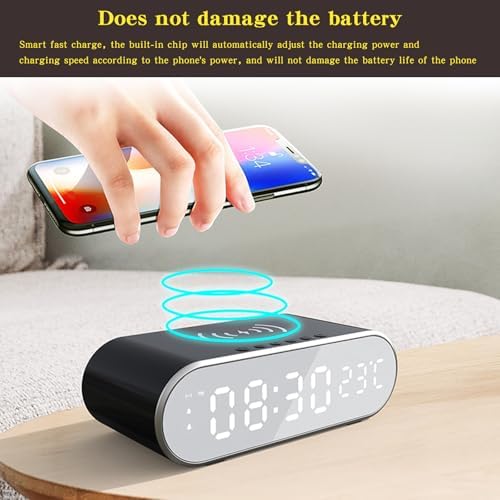 QAOZUOI Smart Wireless Charging Alarm Clock with Temperature Display
