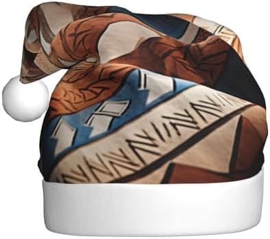 QINZHENG Native Pattern Print Santa Hat for Women