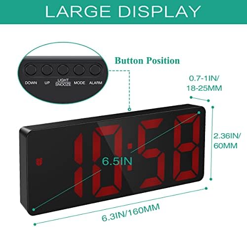 ORIA LED Alarm Clock with Snooze and 3 Brightness Levels