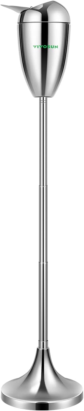 VIVOSUN Adjustable Height Outdoor Ashtray with Lid Chrome