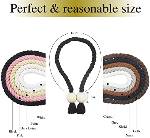 6 Pack Black Magnetic Curtain Tiebacks with Wooden Buckle