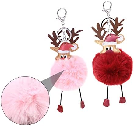 2pcs Christmas Elk Keychain Key Holder for Bags