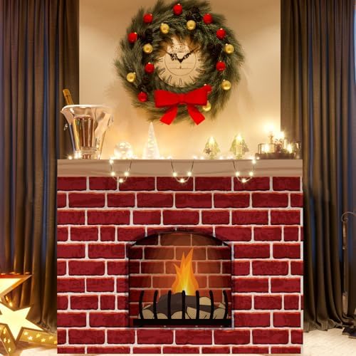 Zhanmai Christmas Faux Fireplace 2 Pcs Decor Prop