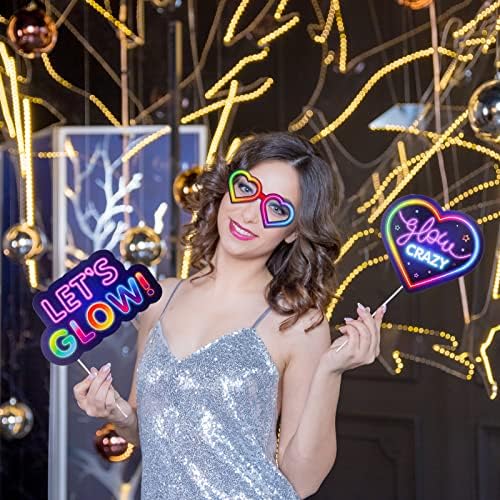 25 Piece Neon Glow Photo Booth Props Set