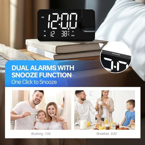 WAIGESEN Projection Alarm Clock with Rotatable Projector