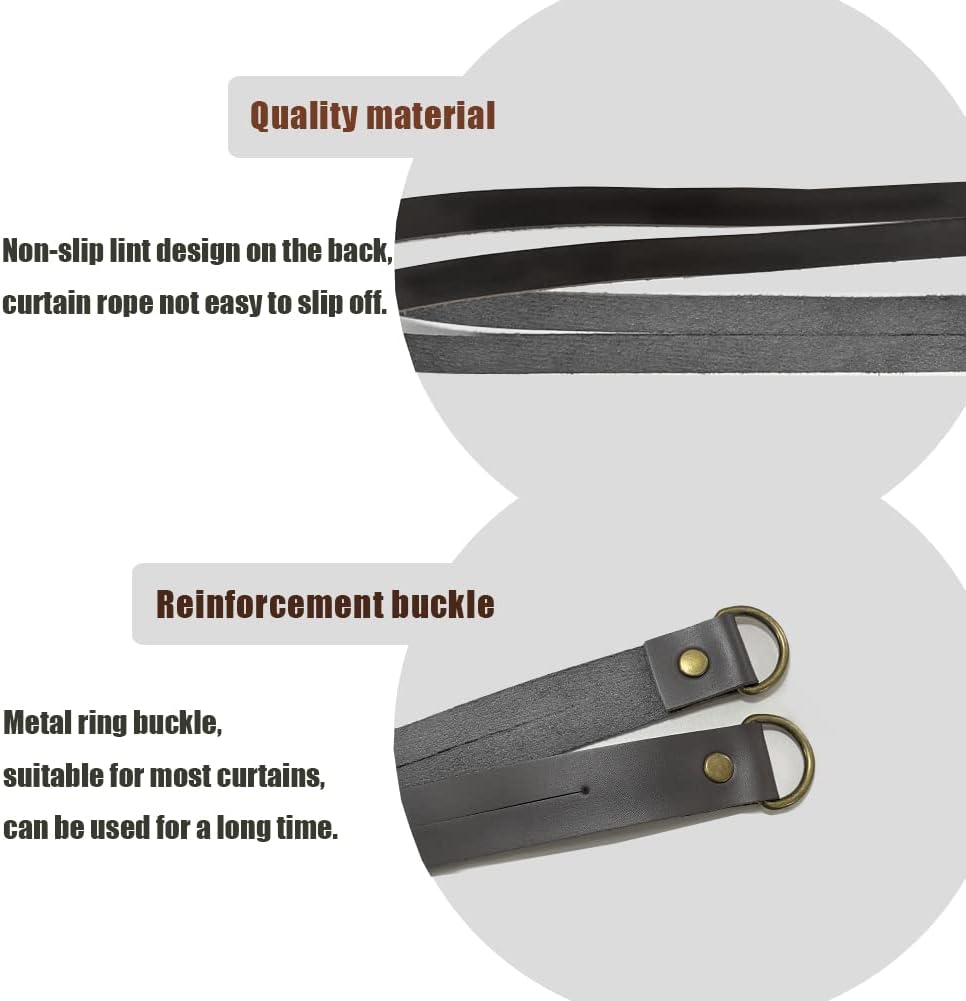 Classic Leather Curtain Tiebacks 4Pcs Black