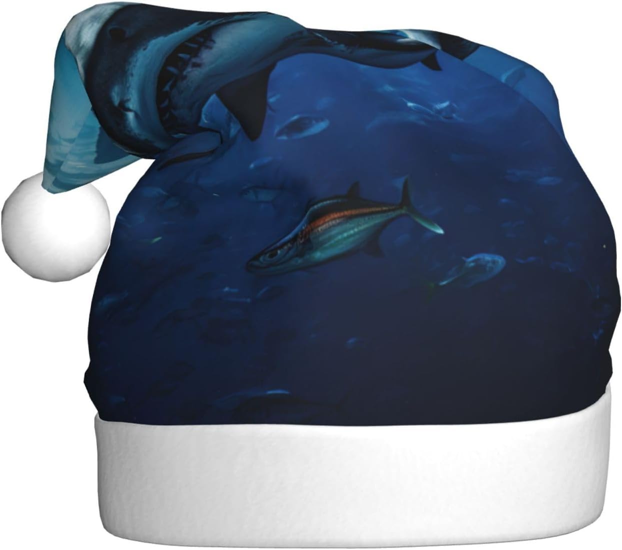 Personalized Santa Hat with Shark Print for Women