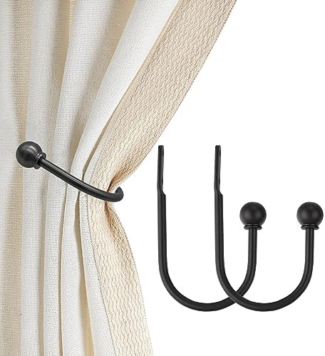 ARNORX Curtain Holdbacks with French Ball Ends 2PCS Matte Black