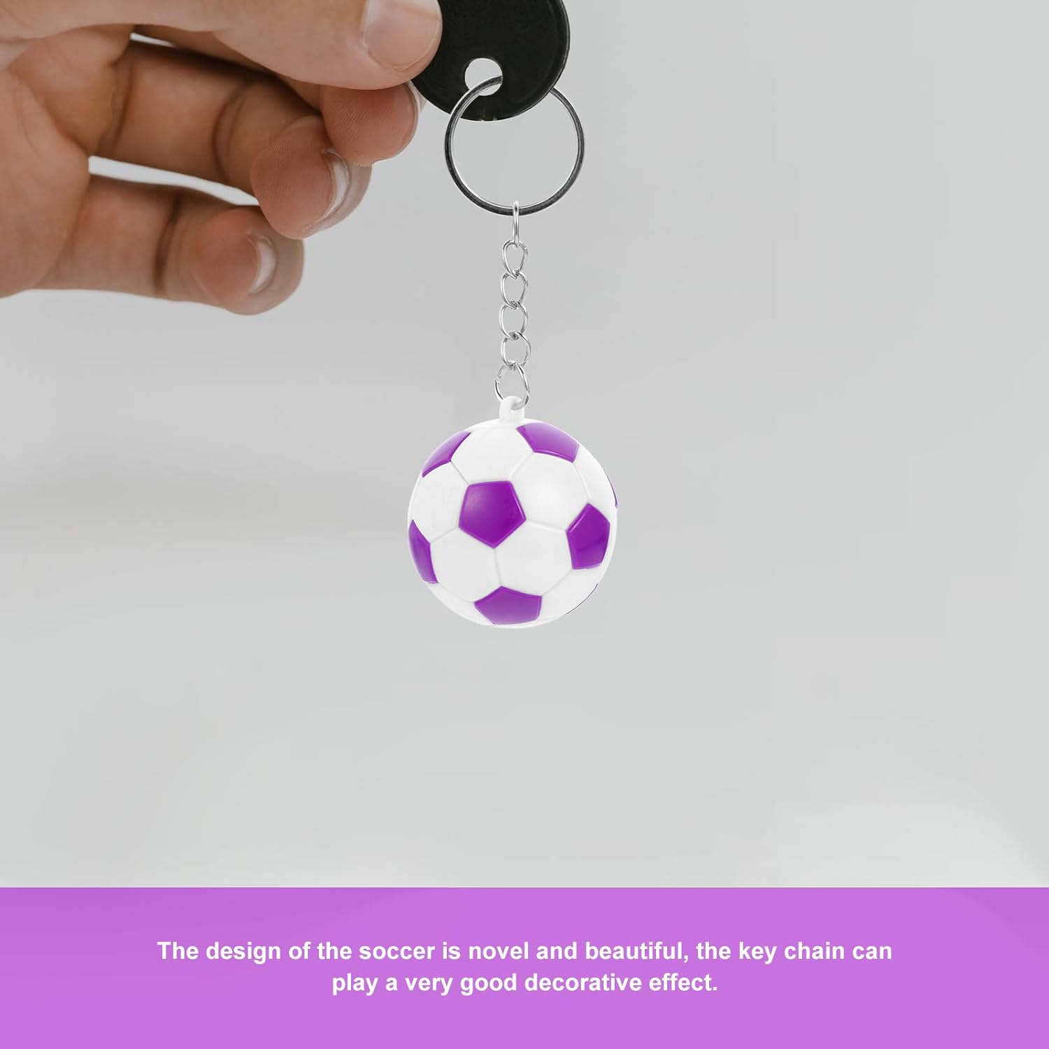 LOGOFUN 24 Pcs Soccer Ball Keychain Set Purple Green