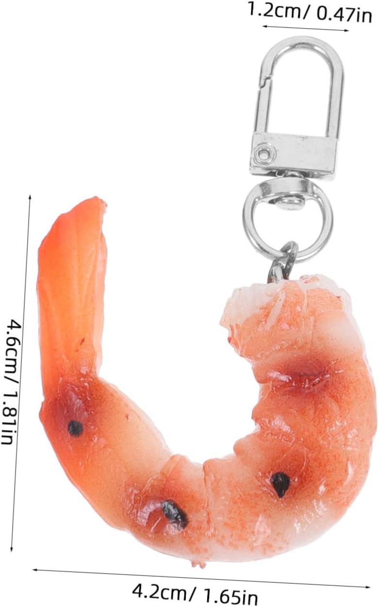 VALICLUD 4pcs Creative Imitation Shrimp Keychain Charms
