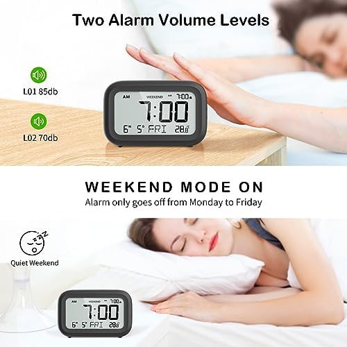 DOOMAY Digital Alarm Clock with LCD Display and Snooze