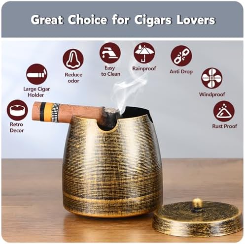 OILP Cigar Ashtray with Lid for Outdoor Use