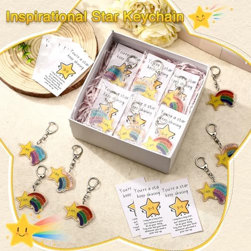 Henoyso 36 Sets Rainbow Star Keychain Bulk