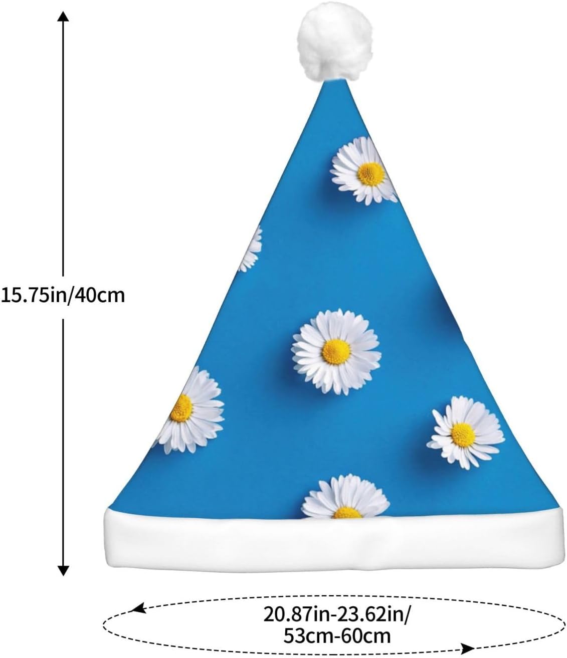 QINZHENG White Daisy Print LED Santa Hat for Adults Christmas Party