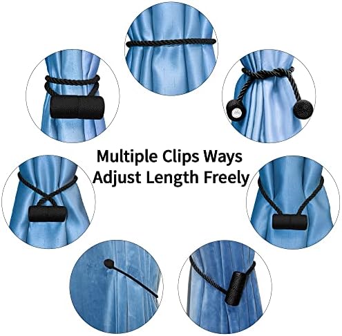 18 Inch Magnetic Curtain Tiebacks with Twisted Design 4 Pack Black