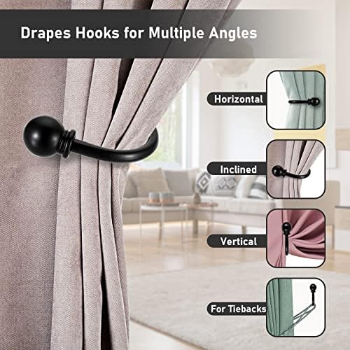 Sumnacon Set of 4 Decorative Curtain Holdbacks Black