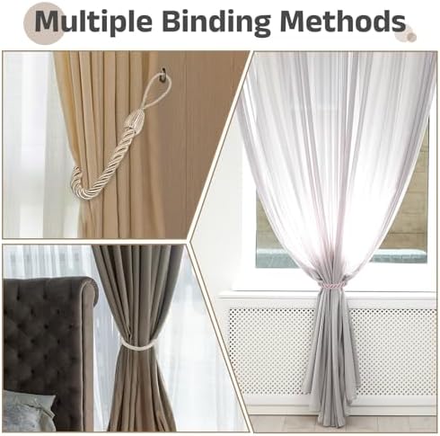 Uxcell 4 Pack Curtain Tiebacks with Metal Hooks Black
