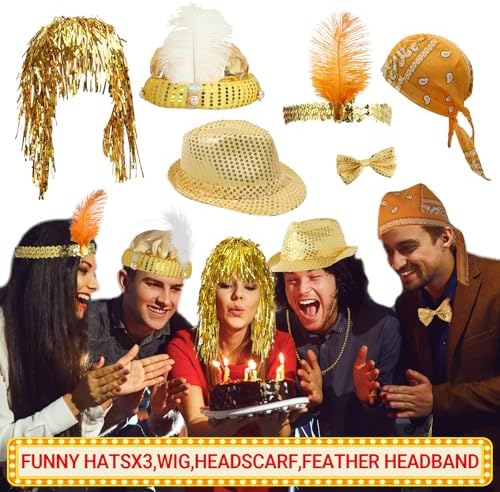 Gold Party Photo Booth Props Set for Adults