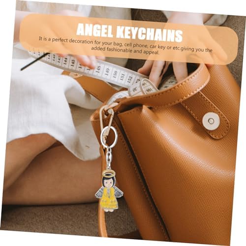 Merryhapy 6pcs Angel Keychain Bag Pendant Keychain Accessories for Baptism Parties