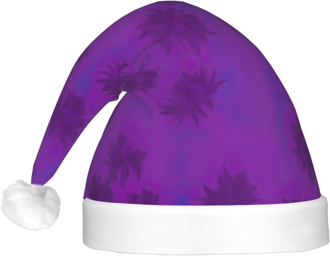 QINZHENG Purple Haze04 Print Santa Hat with LED Lights