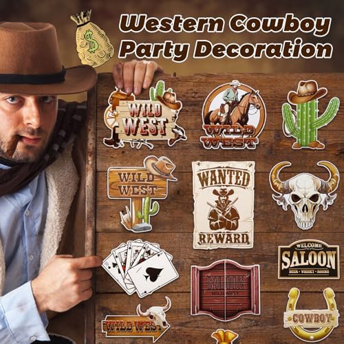 Cowgirl Cowboy Photo Booth Props 30Pcs Western Theme Decorations