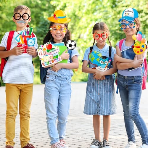 HOWAF Back to School Photo Booth Props Kit 25pcs Welcome Frame