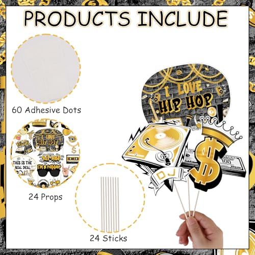 Cheereveal Hip Hop Photo Booth Props 24 Pieces