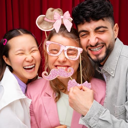 Pink Bow Party Decorations Photo Booth Props for Girls