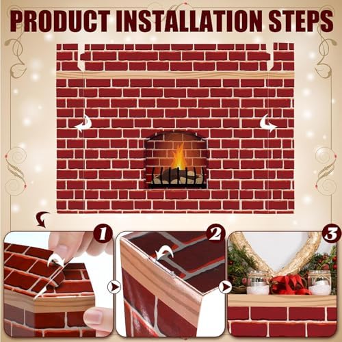Zhanmai Christmas Faux Fireplace 2 Pcs Decor Prop