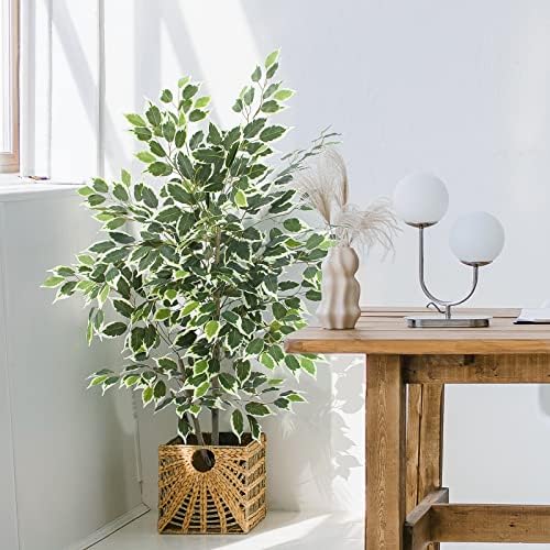 YEPDIN Artificial Ficus Tree 4 Feet Tall Silk Fake Tree with Pot