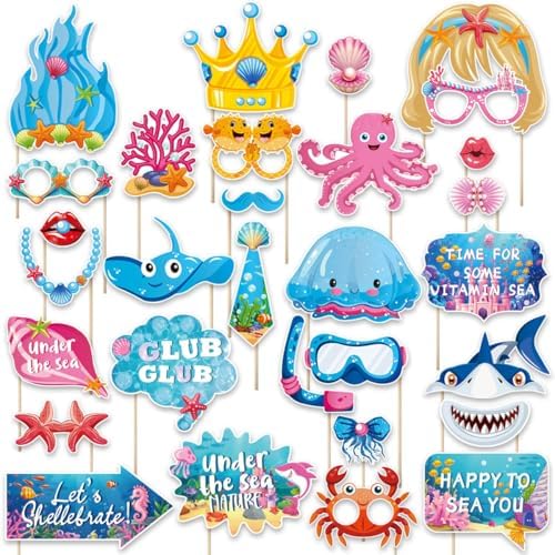 30 Pcs Under The Sea Photo Booth Props
