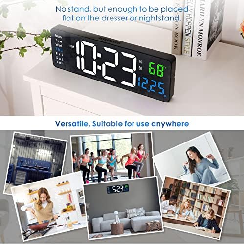 Plumeet 16 Inch Large Digital Wall Clock with Remote Control and 2 Alarm