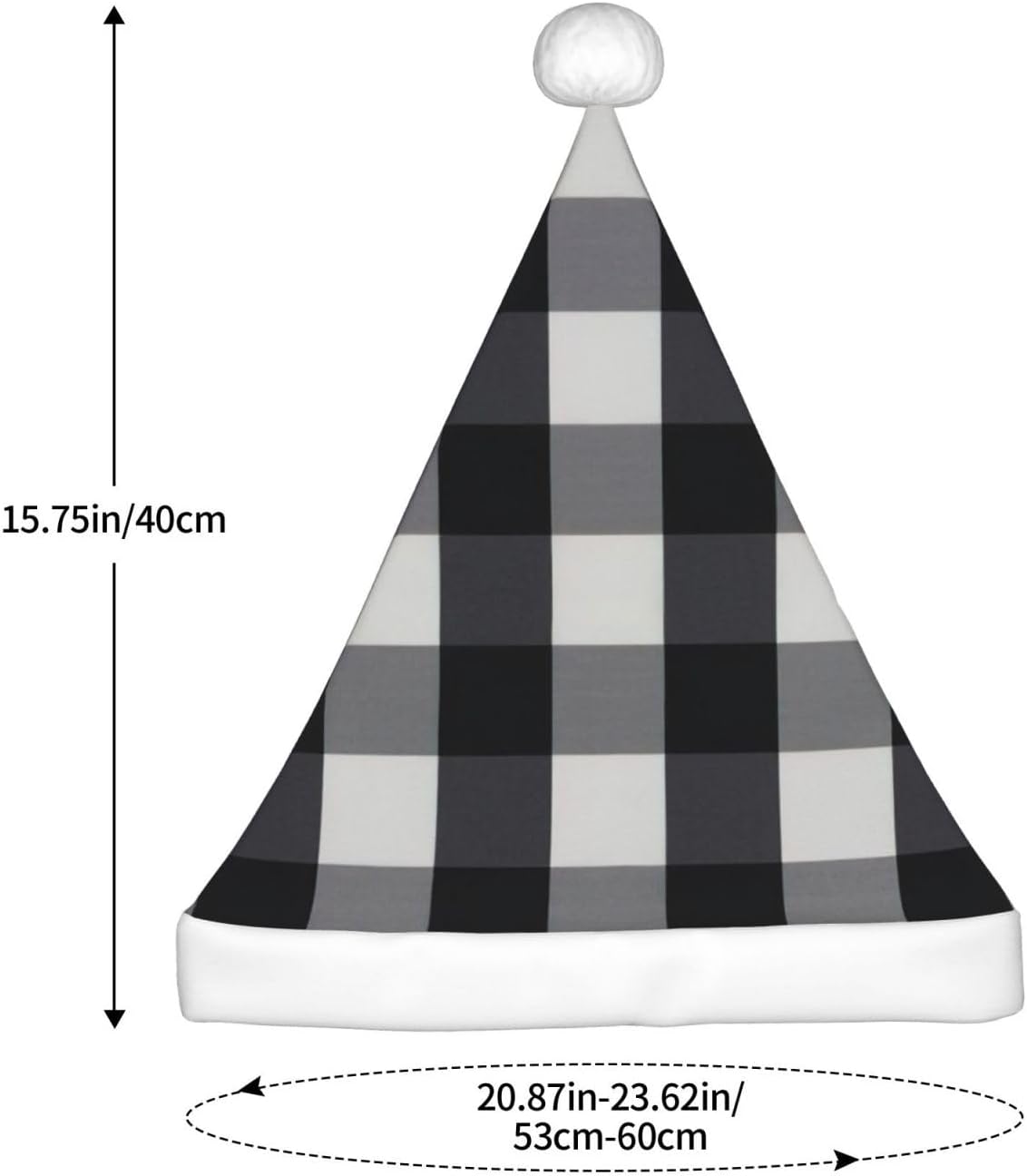Personalized Santa Hat Black White Plaid Velvet Christmas Gift for Women