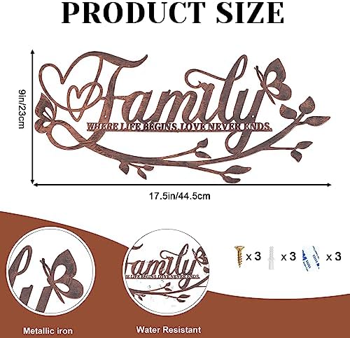 AUHOKY Family Love Wall Art Metal Sign Decor