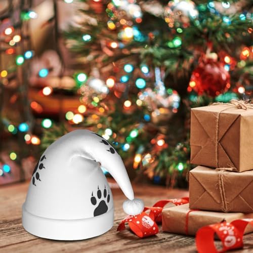 QINZHENG Bear Paw Print Santa Hat for Women