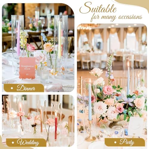 12 Pcs Hurricane Candle Holder Sleeve Clear Glass Cylinder Open Ends