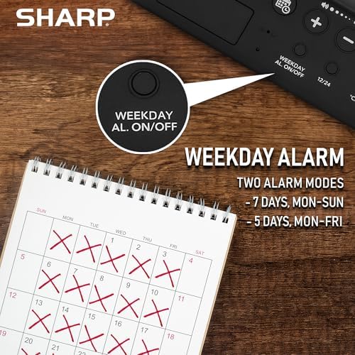 Sharp Digital Alarm Clock with Temperature Display