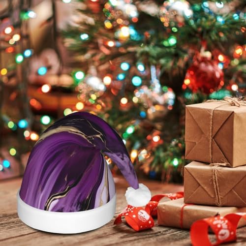 QinZheng Dark Purple Velvet Santa Hat with LED Lights