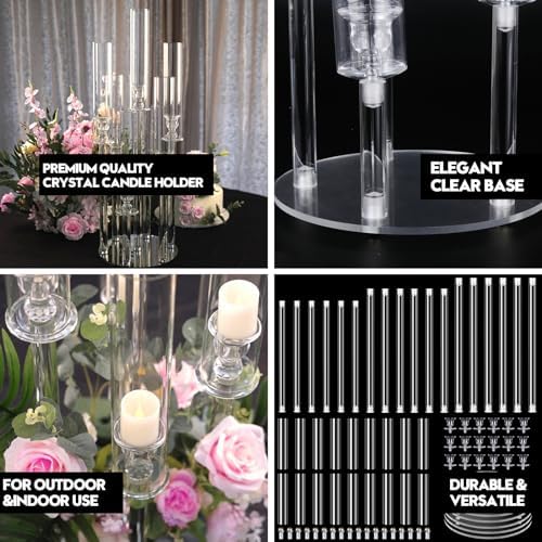 6 Set 3 Arm Clear Candelabra Candle Holder
