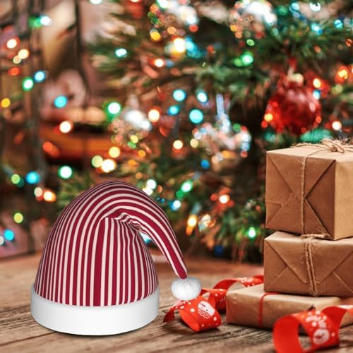 QinZheng Personalized Santa Hat Red and Black Plaid Velvet Plush Christmas Headwear