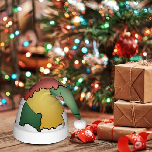 QINZHENG Abstract German Flag Santa Hat Velvet Plush Christmas Gift for Women