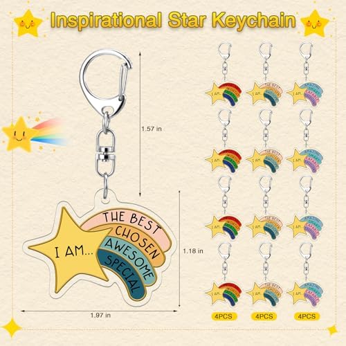 Henoyso 36 Sets Rainbow Star Keychain Bulk