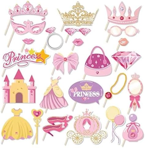 25Pcs Princess Photo Booth Props With Stick