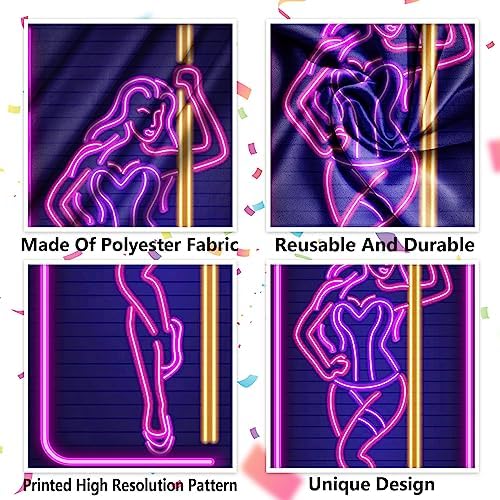Neon Pole Dance Hot Sexy Girl Decor Banner