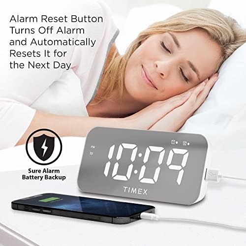 Timex Digital Alarm Clock with USB Charger and Large Display