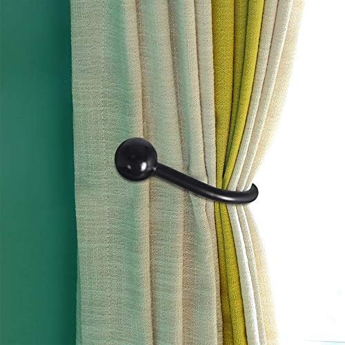 HEMOUR Curtain Holdback 4 Pcs Wall Mounted Drapery Tiebacks Black