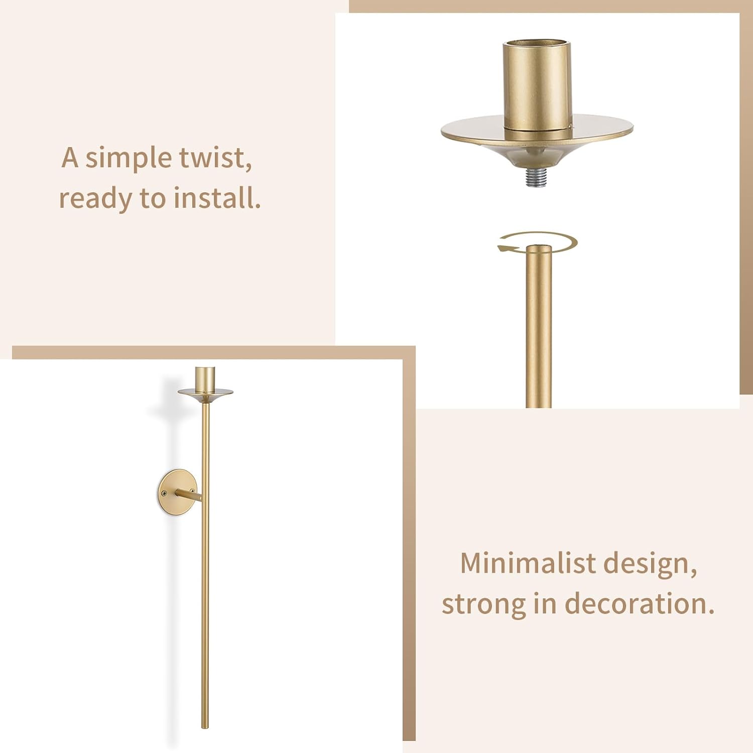 Sziqiqi Gold Wall Candle Sconces Set of 2